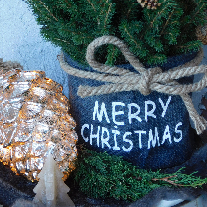 Kerstboom met verlichting 'Starlight' in Xmas Bag blauw | 19 cm Ø | 60 cm ↕