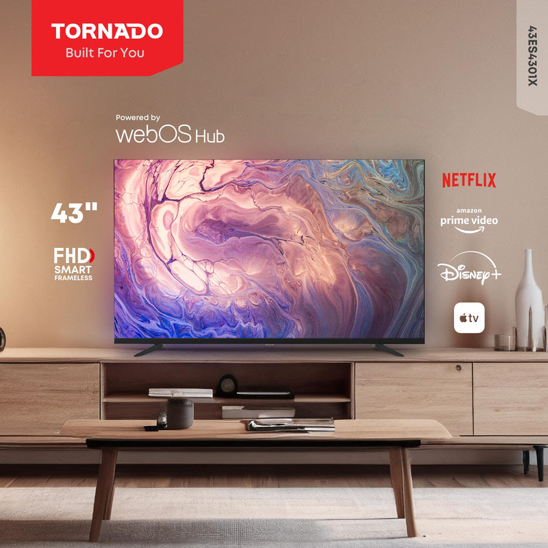 Tornado Smart TV 43” FHD Frameless, Dolby Audio, Bluetooth, WebOS