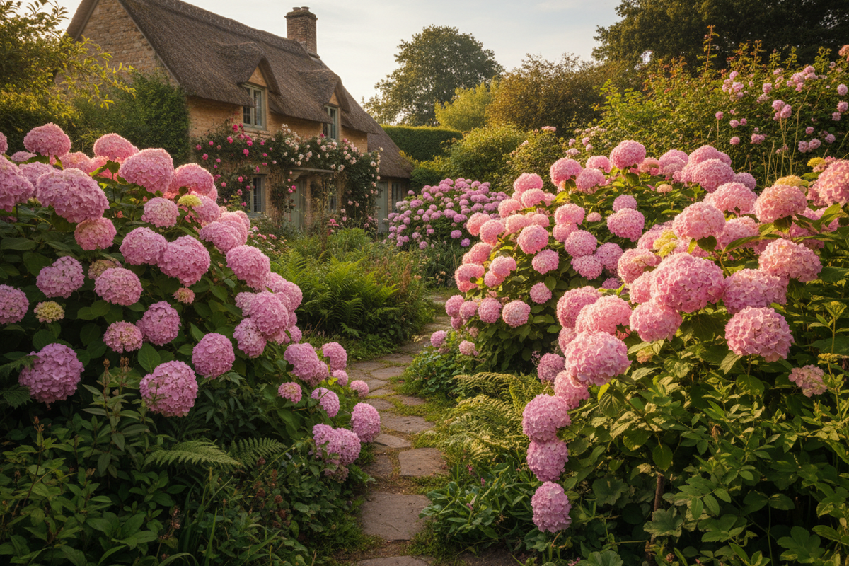 Hortensie 'Pink Annabelle' (Hortensie) Rosa Kugelblumen für Beete und Gärten