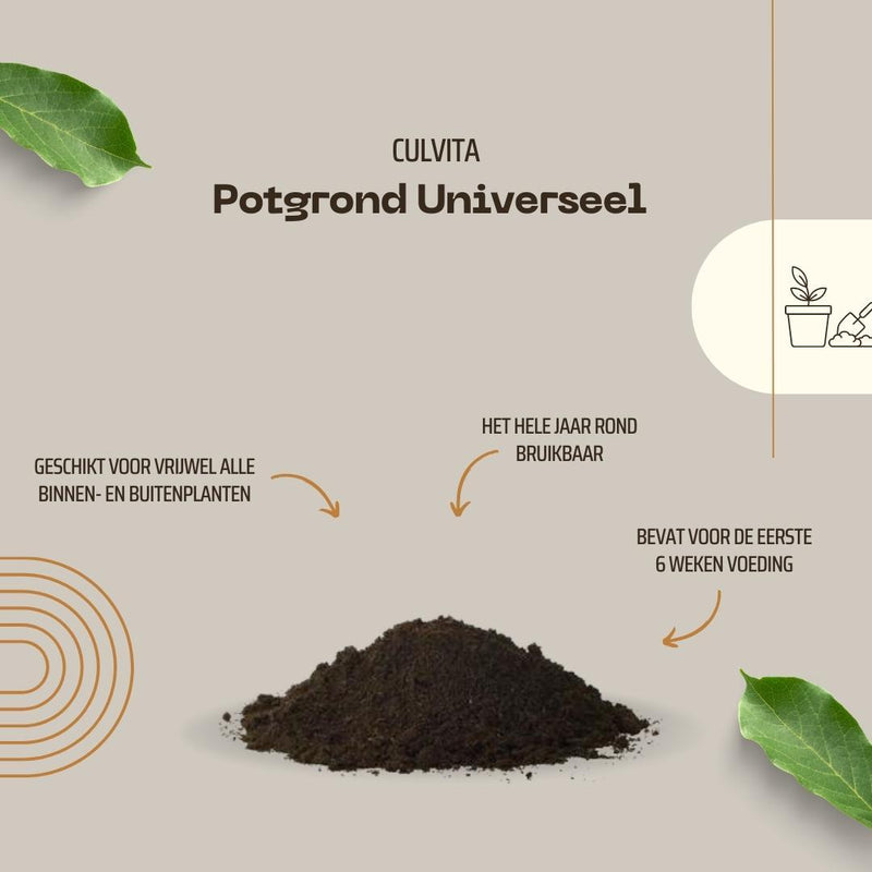 Culvita Universele Potgrond inclusief 2 maanden plantenvoeding - Universele potgrond voor kamerplanten en buitenplanten - 40 liter