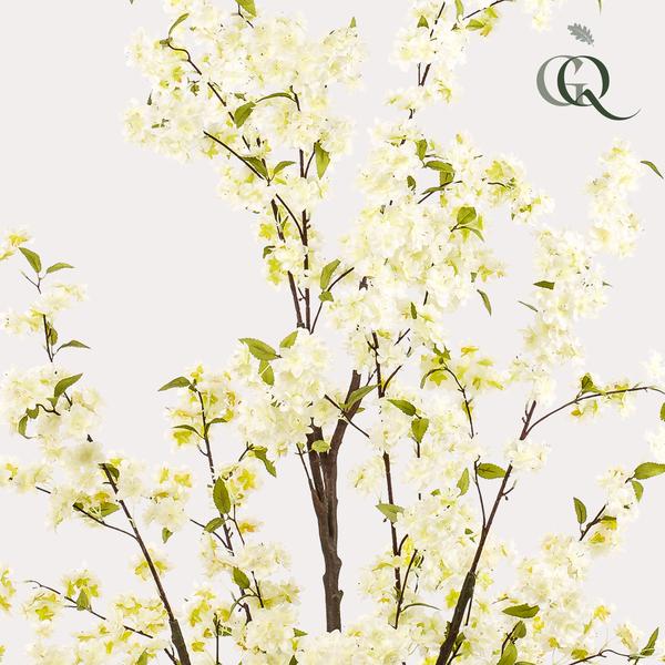 Kunstplant - Prunus - Kersenbloesem - Wit - 175cm