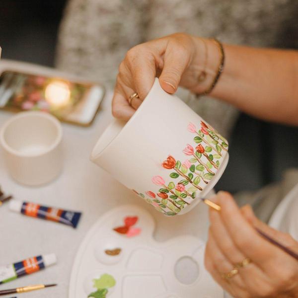 Verfpakket voor het schilderen van 4 bloempotten + succulenten | voor 4 personen | Beginnende artiest